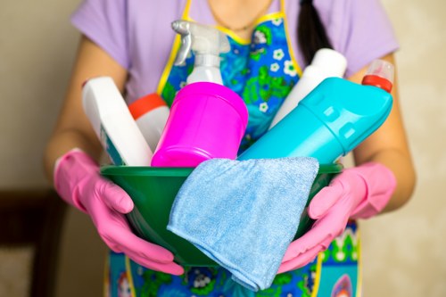 Professional office cleaners in a Mayfair workspace